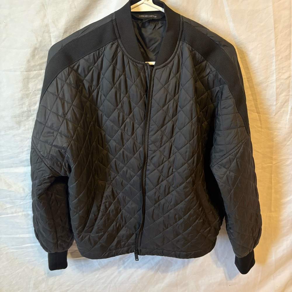 Black Quilted Bomber Jacket
